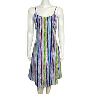 Vintage Sleeveless Summer Sun Dress Womens Size M Cool Collection Stripes